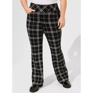 Torrid 2R Pixie Flare Pant Black White Plaid Ponte Pull On Pants 2X